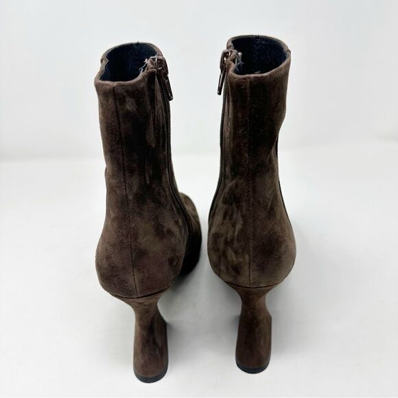 Jeffrey Campbell Humanity Zip Ankle Bootie Platform Brown Suede Boot Size 7.5 - Picture 6 of 8